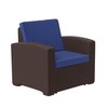 Flash Furniture Seneca Brown Faux Rattan Chair with All-Weather Navy Cushion DAD-SF1-1-BNNV-GG